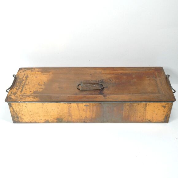 Copper Fish Poacher Long Rectangular Box Kettle w/Lid & Rack Insert Vintage - Picture 1 of 11
